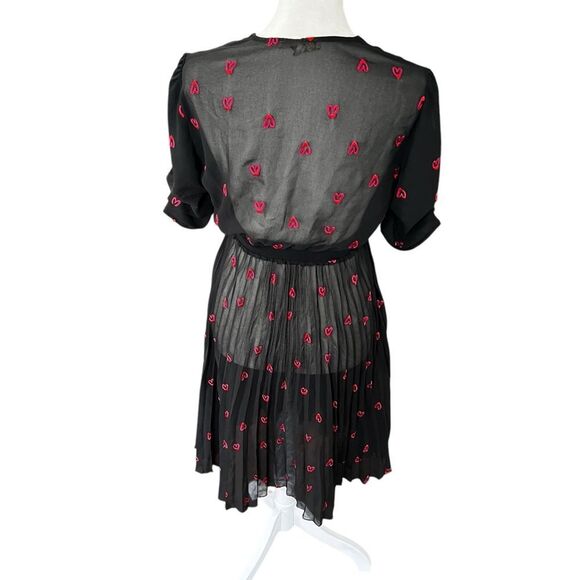 Maje Rengia Heart Print Pleated Sheer V Neck small - Picture 5 of 11